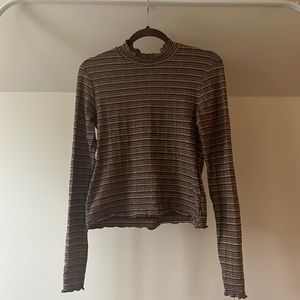 Free People Intimately Fitted Multi-Color Mock Neck Longsleeve